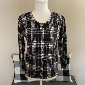 NWT Premise Studio Black Plaid Cardigan Sweater
